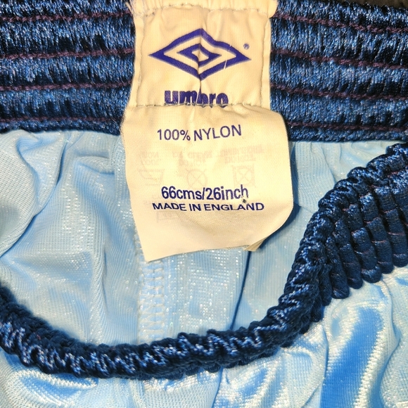 England Team Vintage 1987-99 Third Kit Shorts Blue Waist 26 Umbro - Picture 7 of 8